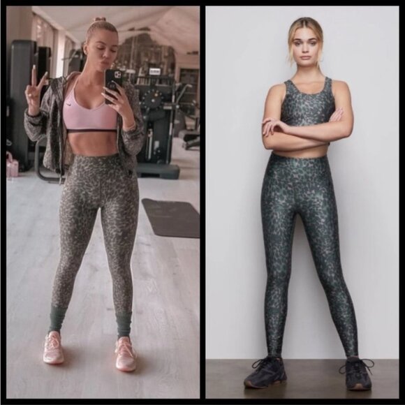 NWT  Good American The Ferocious Legging Green Pink Leopard Print Athletic XS - Picture 3 of 16